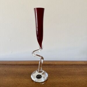 Krosno Jozefina Ruby Red Art Glass Bud Vase Poland